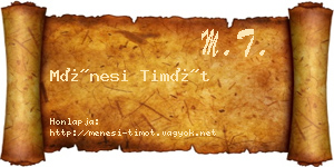 Ménesi Timót névjegykártya